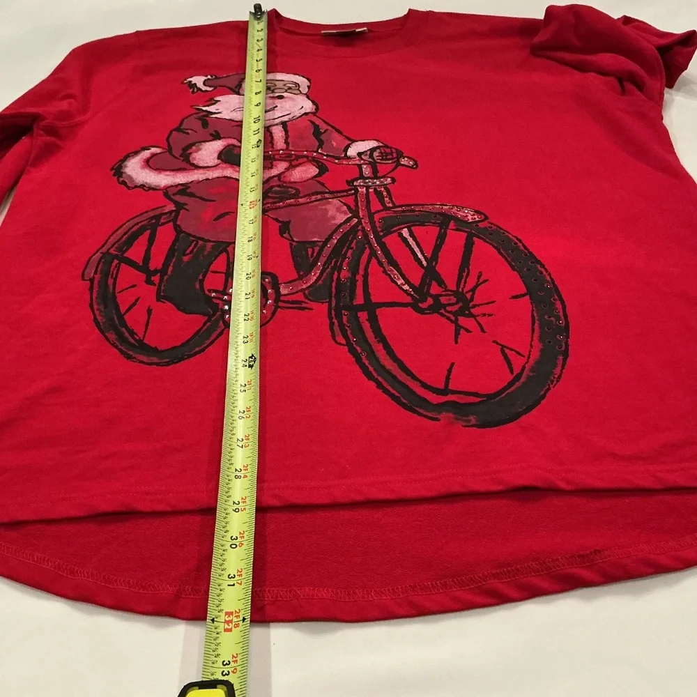 M&C Sportswear Women 2X Red Santa Graphic Cozy‎ Tee Shirt Holidays NWT Gift